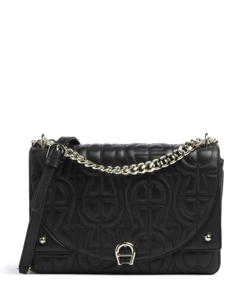 Diadora S Schultertasche fein genarbtes Rindsleder schwarz