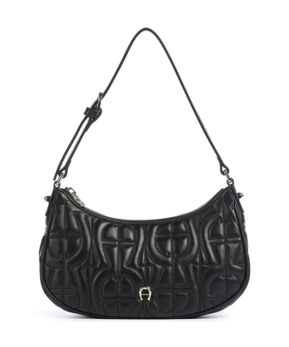 Diadora XS Schultertasche fein genarbtes Rindsleder schwarz