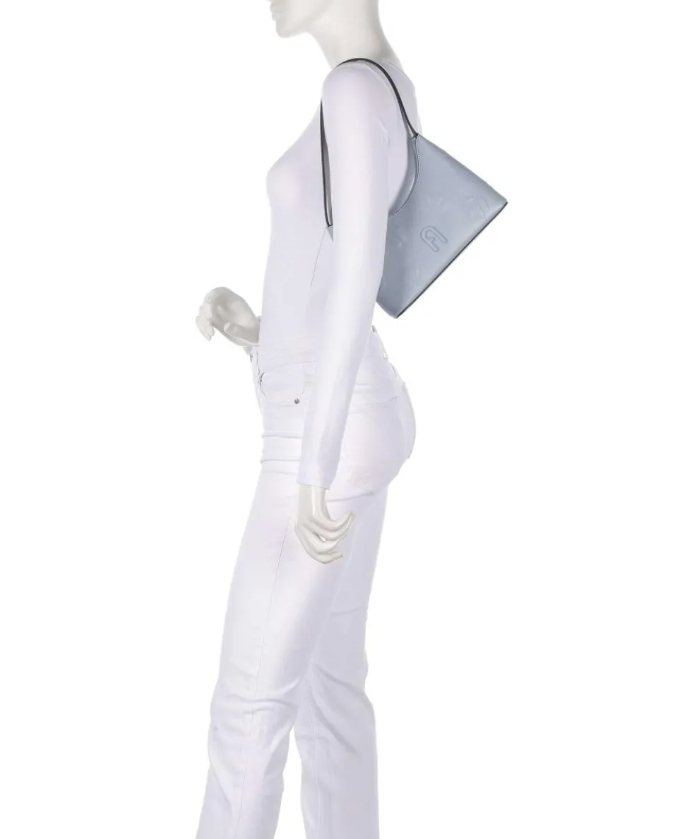 Diamante Mini Schultertasche fein genarbtes Leder hellblau