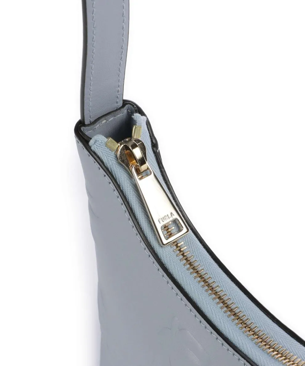 Diamante Mini Schultertasche fein genarbtes Leder hellblau