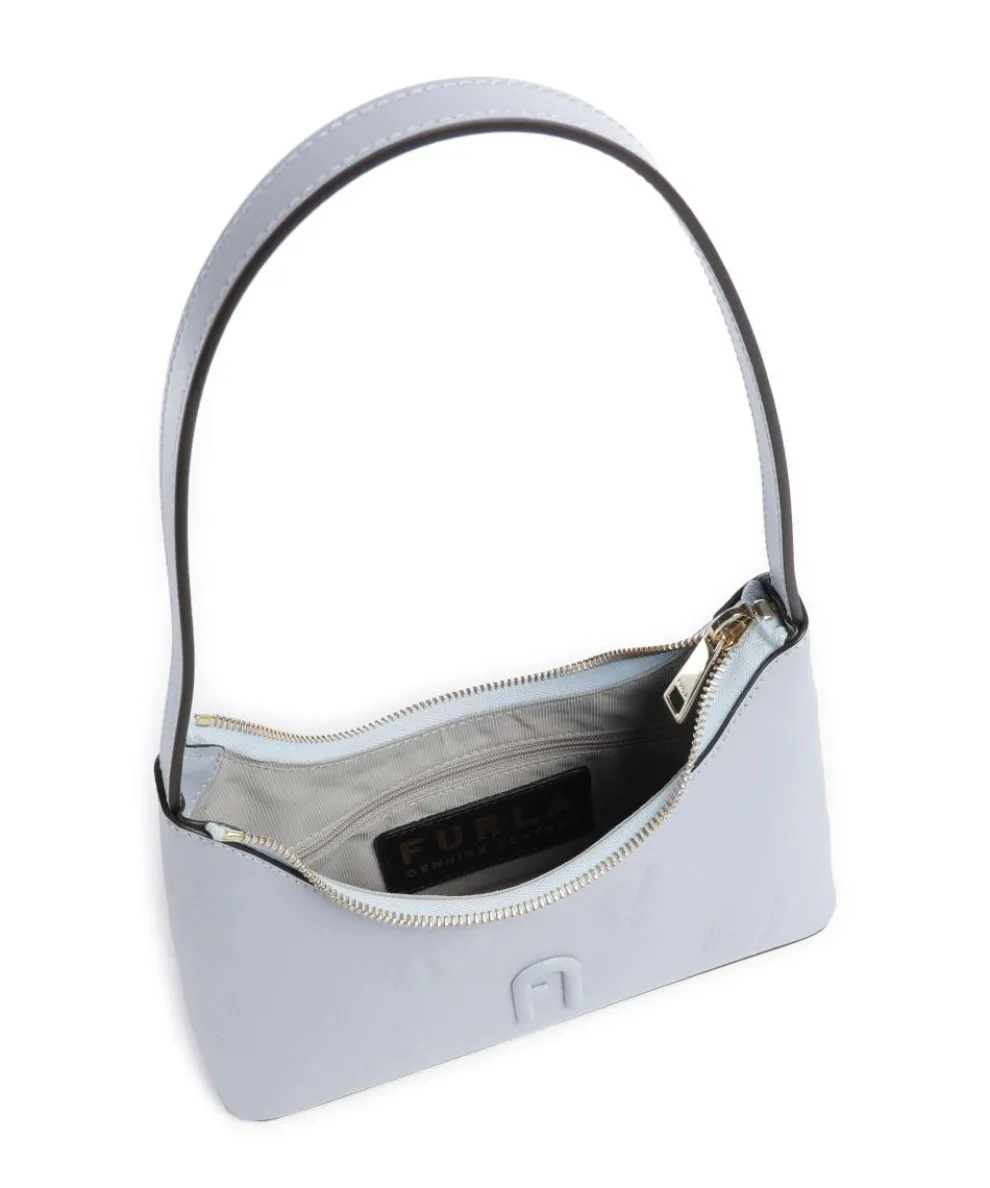 Diamante Mini Schultertasche fein genarbtes Leder hellblau