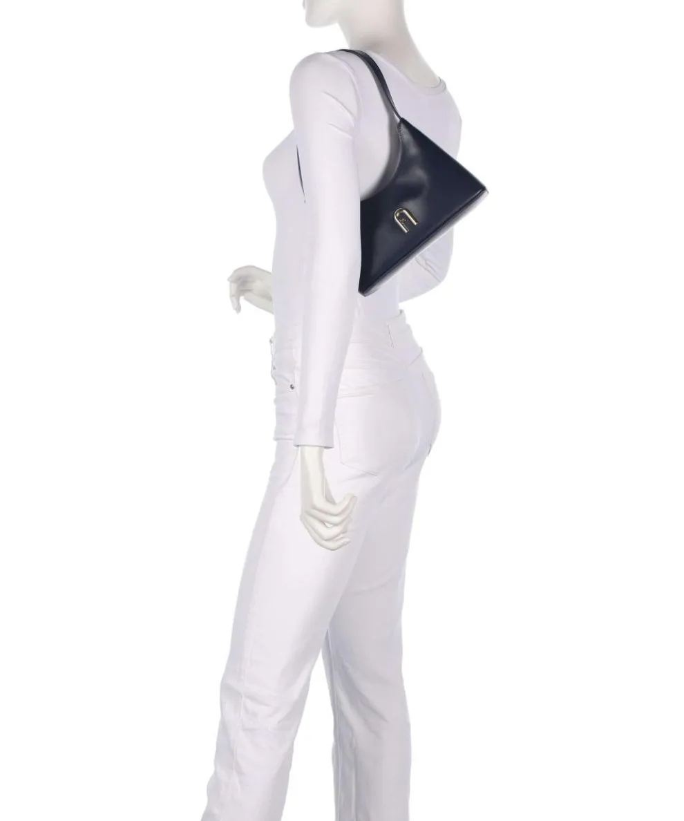 Diamante Mini Schultertasche fein genarbtes Leder navy