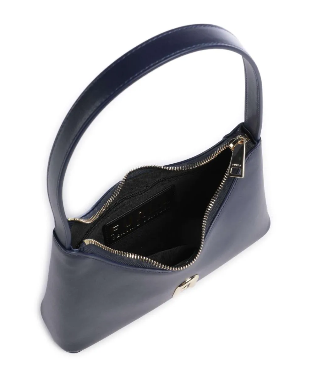 Diamante Mini Schultertasche fein genarbtes Leder navy