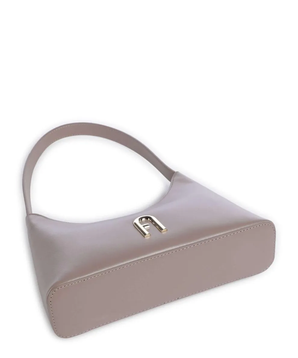 Diamante Mini Schultertasche fein genarbtes Leder taupe