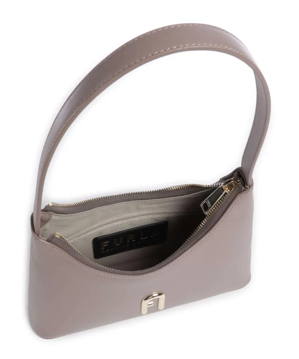 Diamante Mini Schultertasche fein genarbtes Leder taupe