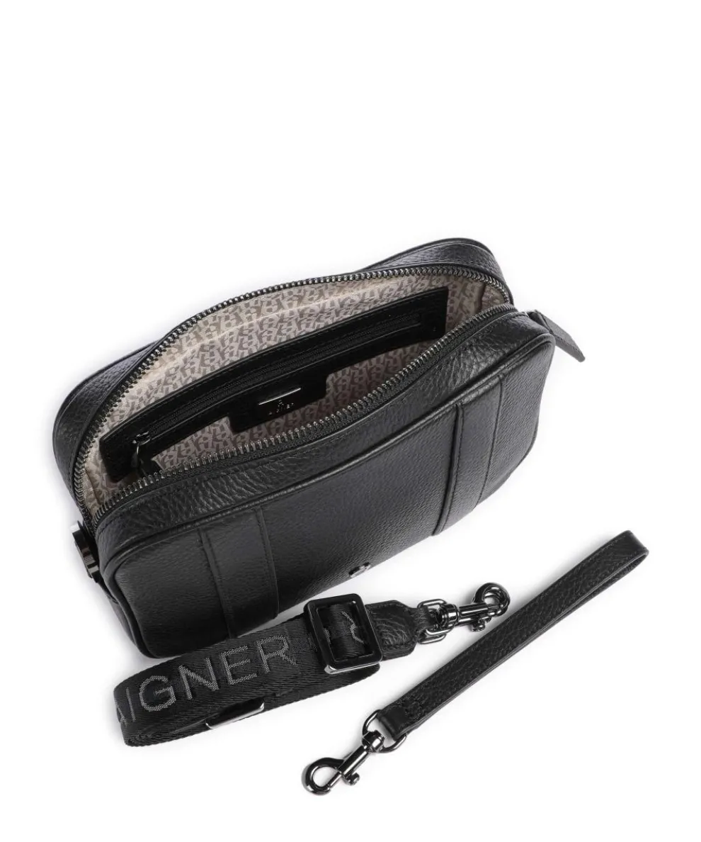 Diego S Umhängetasche genarbtes Rindsleder schwarz