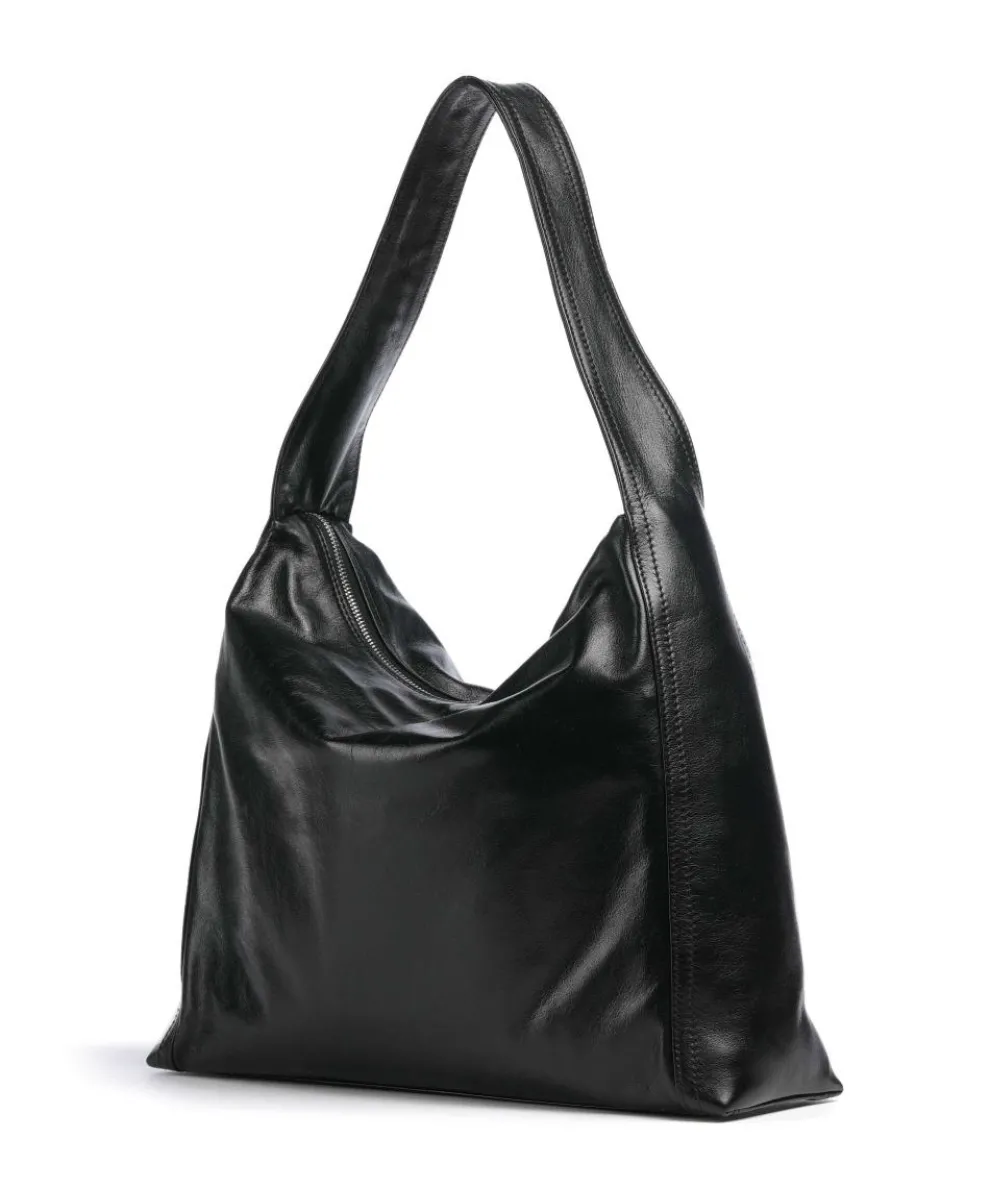 Dioniso Amber Beuteltasche fein genarbtes Leder schwarz