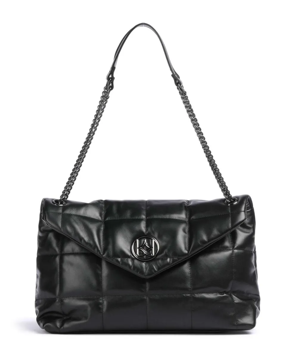 Diva Schultertasche fein genarbtes Leder schwarz