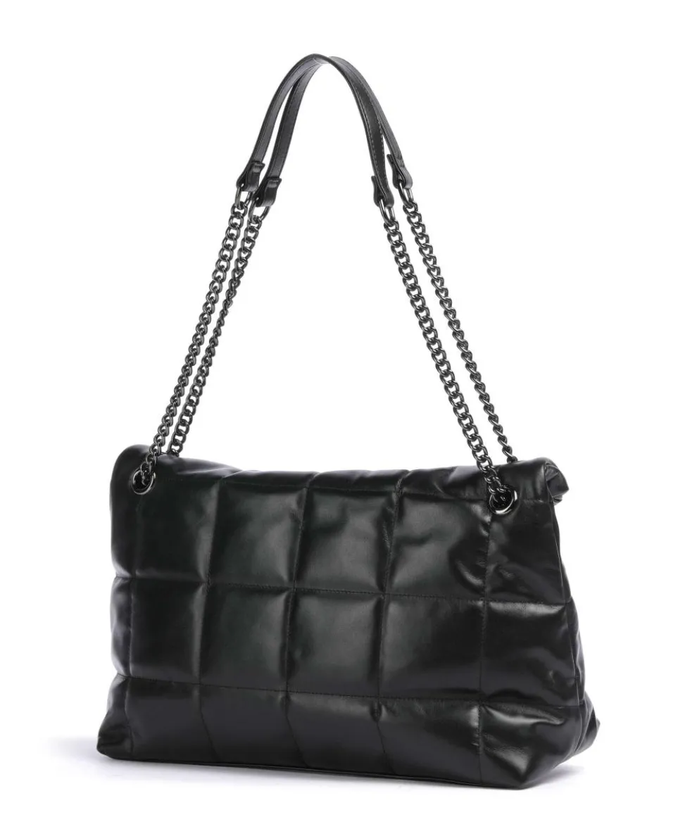 Diva Schultertasche fein genarbtes Leder schwarz