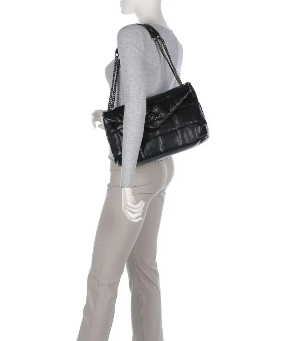 Diva Schultertasche fein genarbtes Leder schwarz