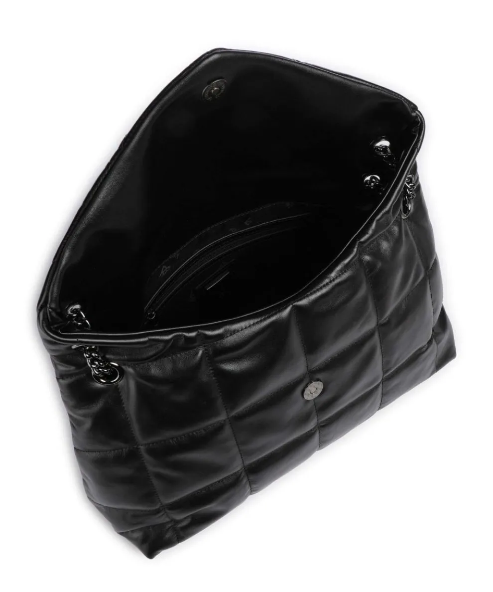 Diva Schultertasche fein genarbtes Leder schwarz