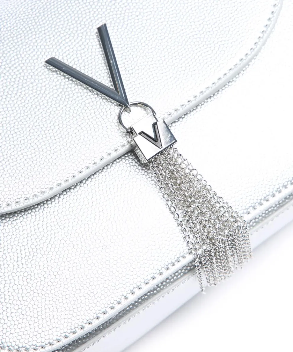 Divina Schultertasche Lederimitat silber