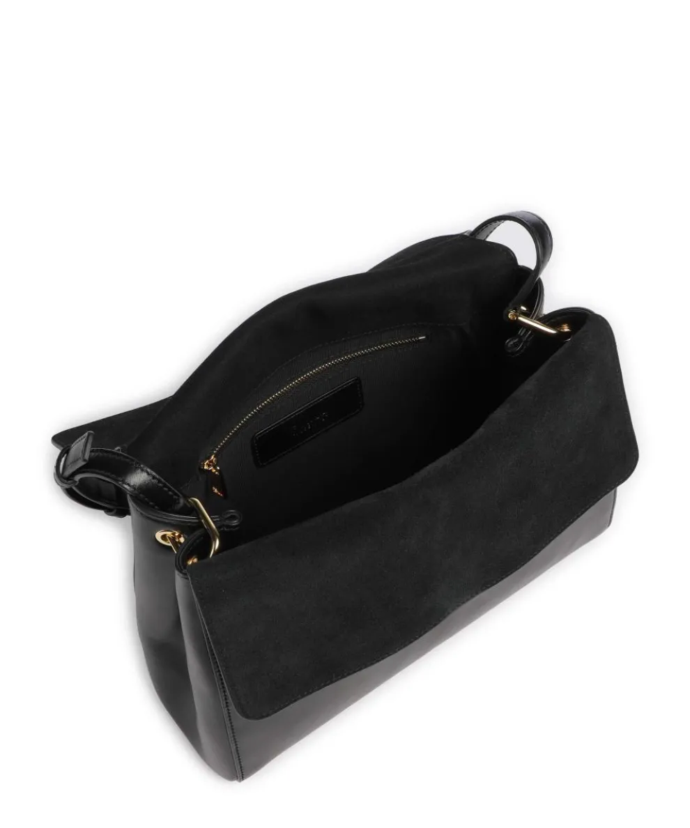 Domus S Schultertasche fein genarbtes Leder schwarz