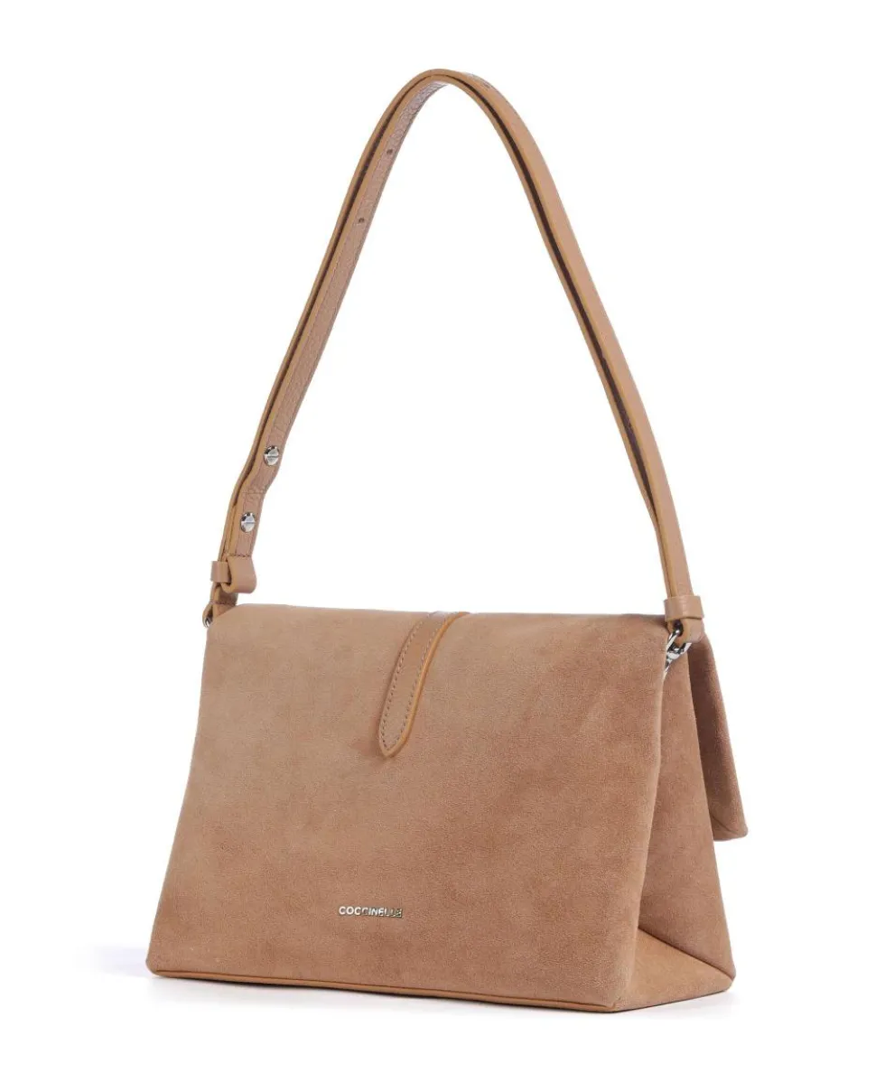 Dorian Schultertasche aufgerautes Rindsleder hellbraun