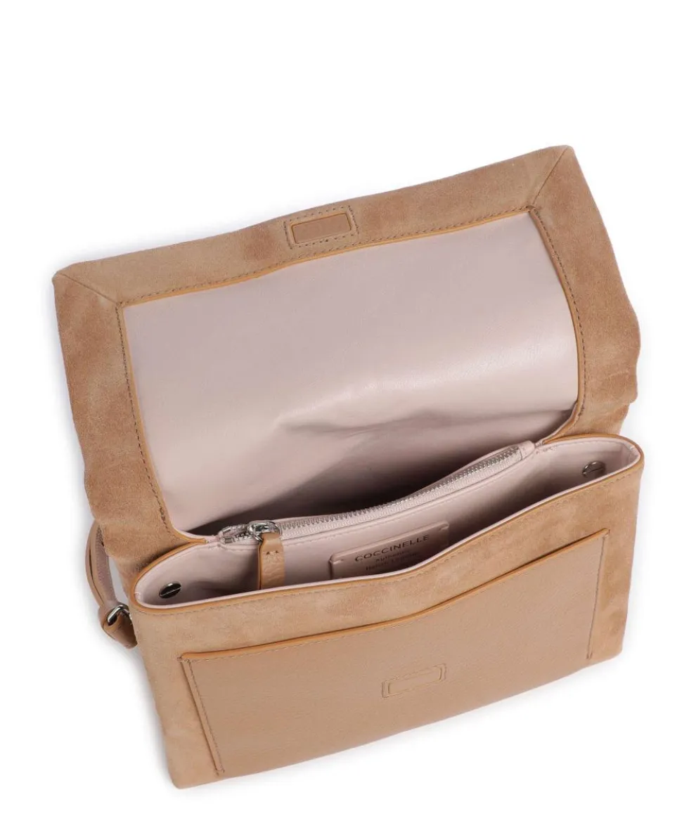 Dorian Schultertasche aufgerautes Rindsleder hellbraun