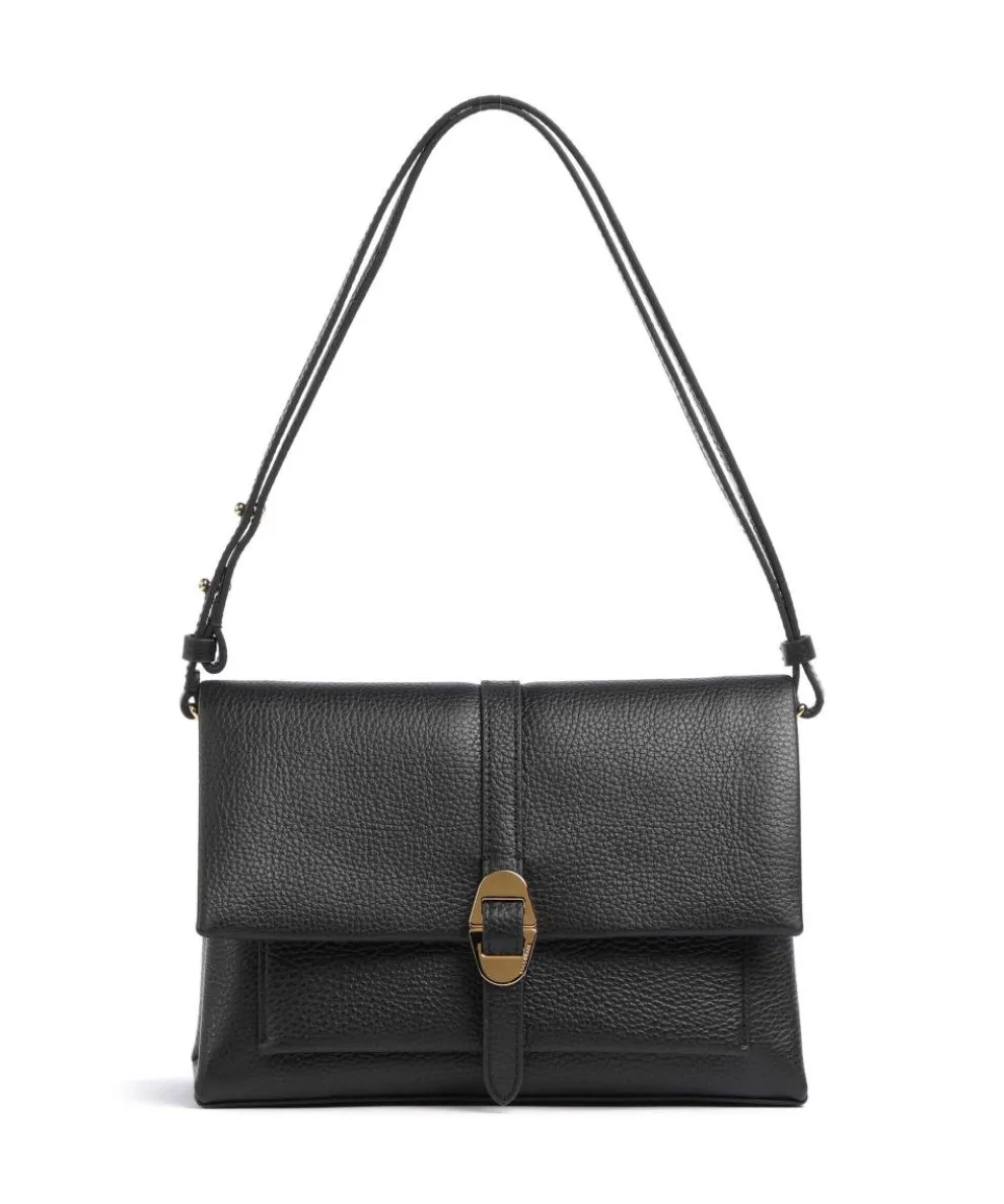 Dorian Schultertasche genarbtes Leder schwarz