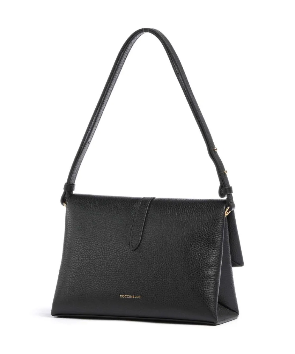 Dorian Schultertasche genarbtes Leder schwarz