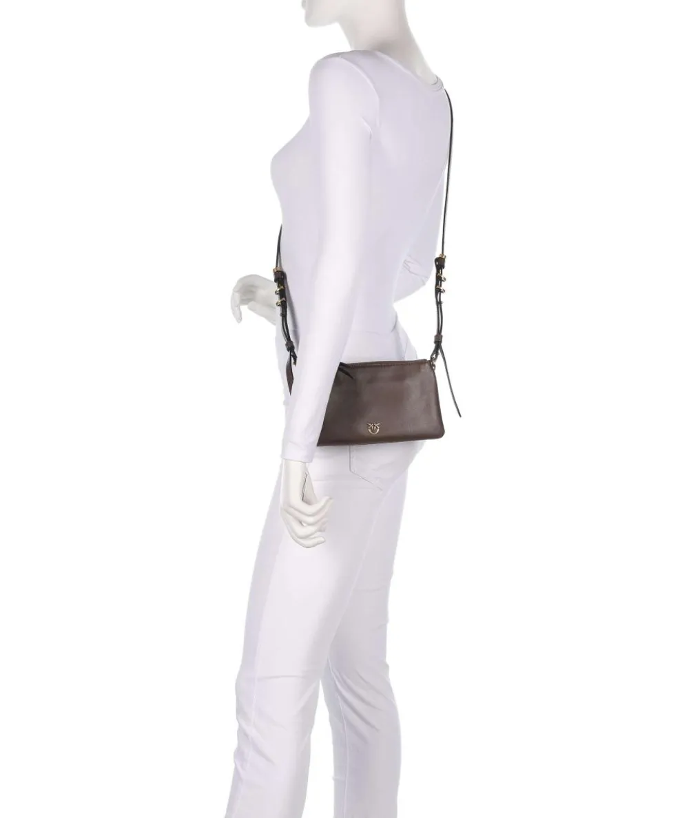 Double Mini Schultertasche fein genarbtes Kalbsleder dunkelbraun