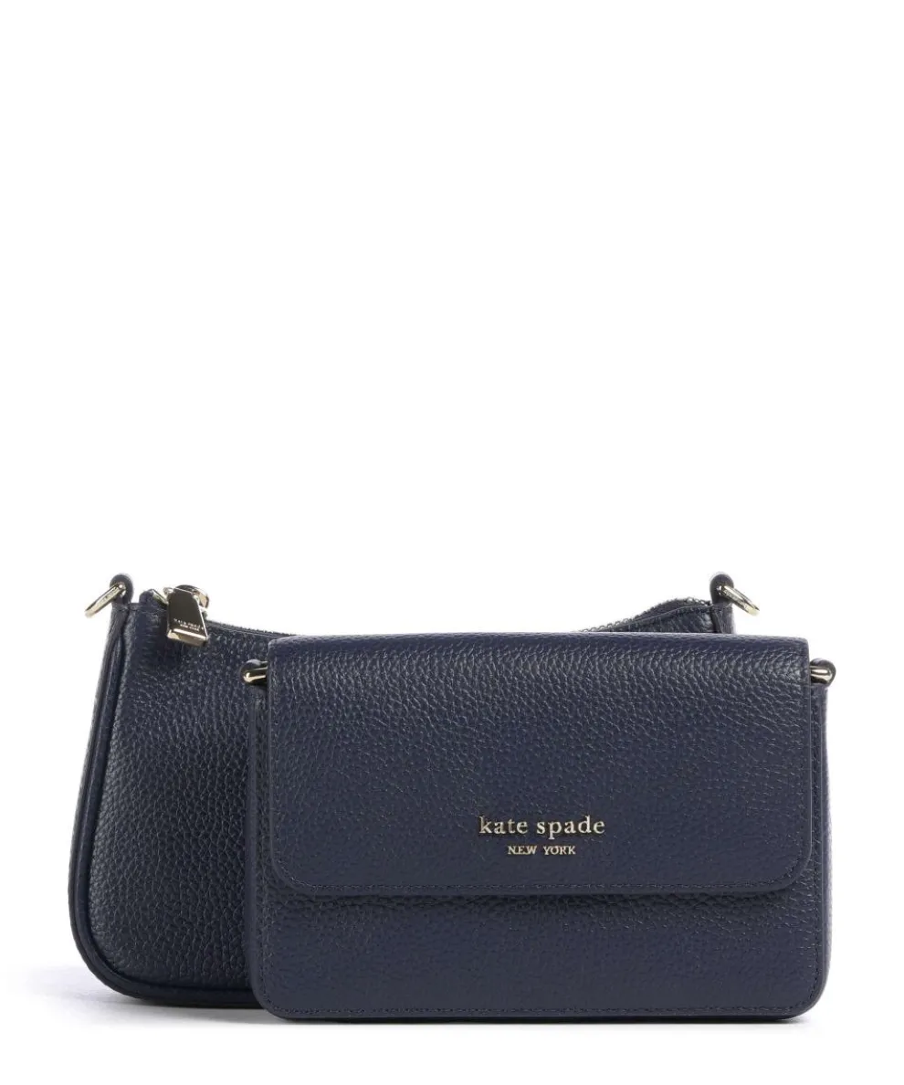 Double Up Umhängetasche genarbtes Rindsleder navy