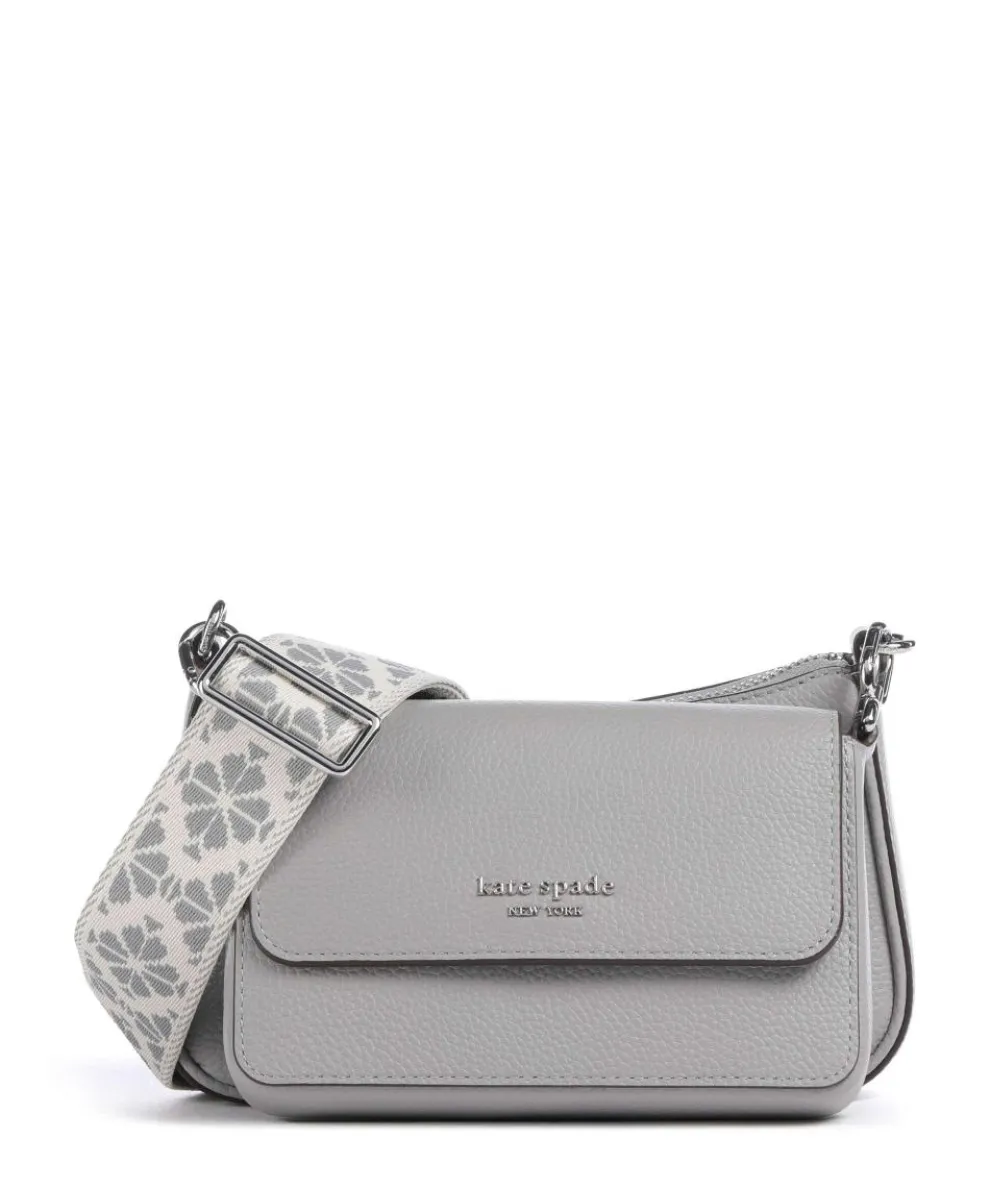 Double Up Umhängetasche genarbtes Rindsleder grau