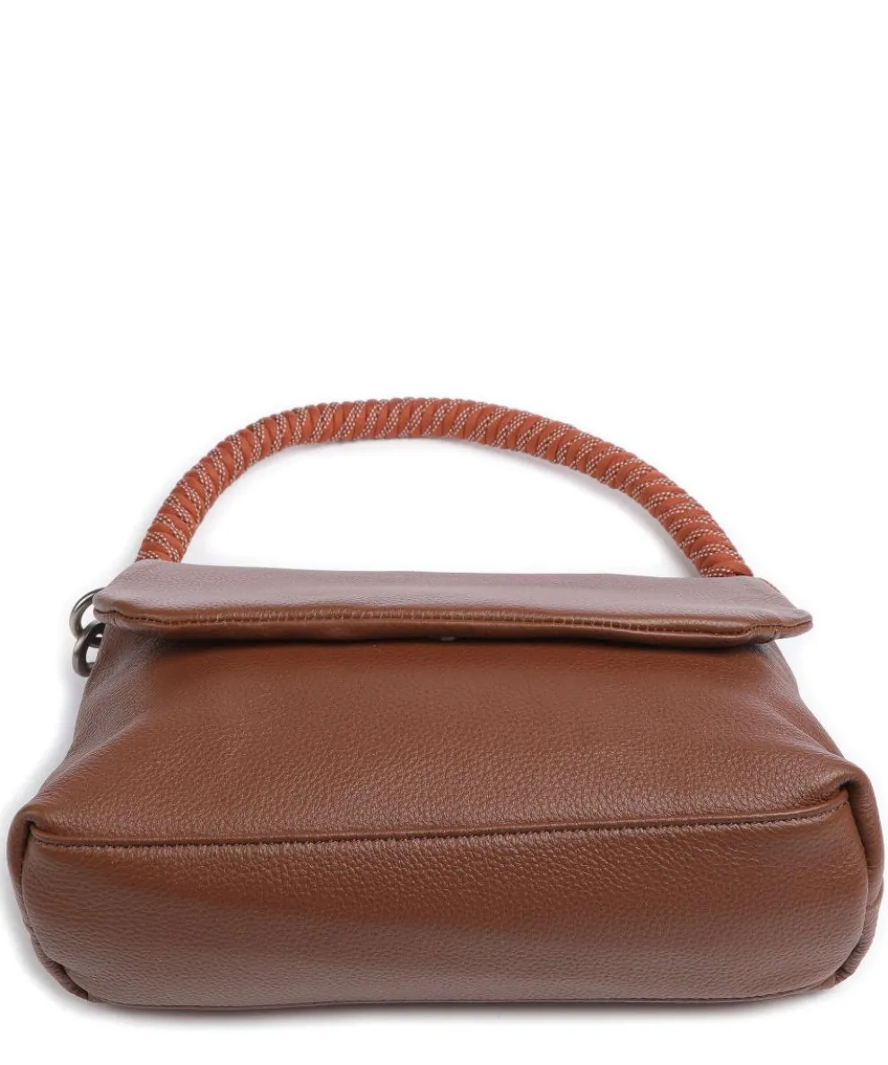 Nea Schultertasche genarbtes Leder braun