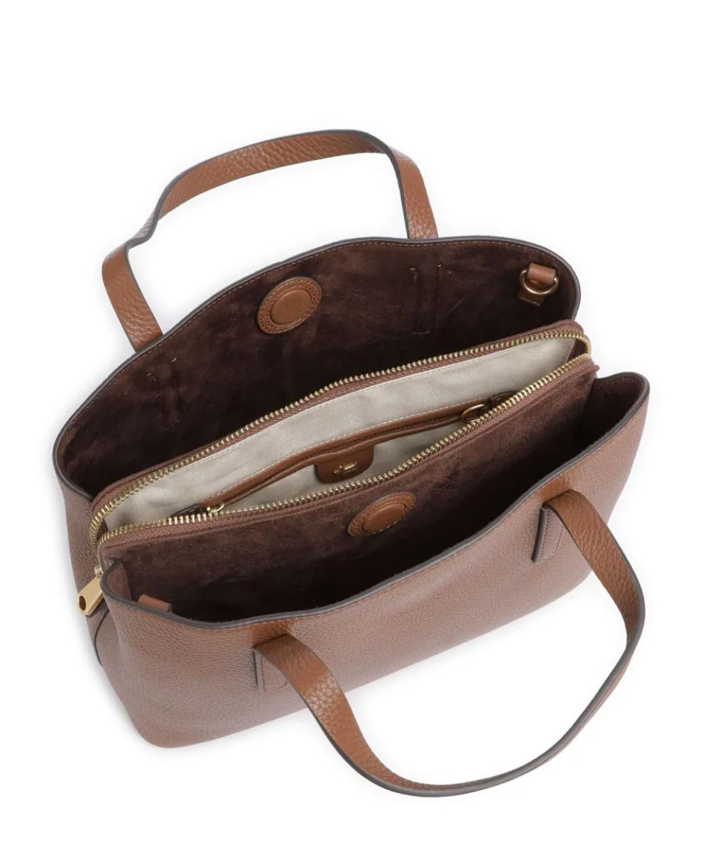 Dukes Place Handtasche genarbtes Leder braun