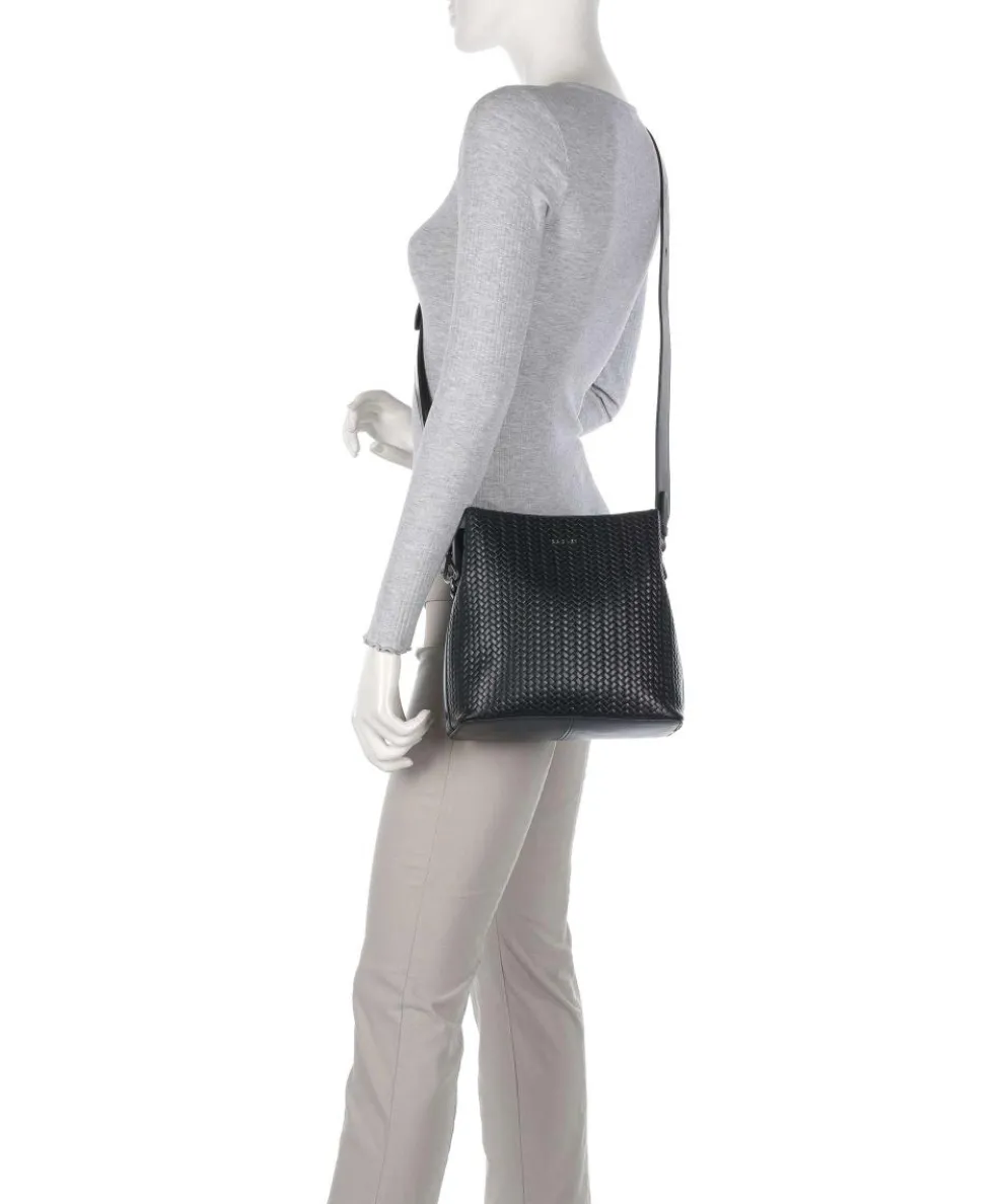 Dukes Place Umhängetasche geprägtes Rindsleder, fein genarbtes Rindsleder schwarz