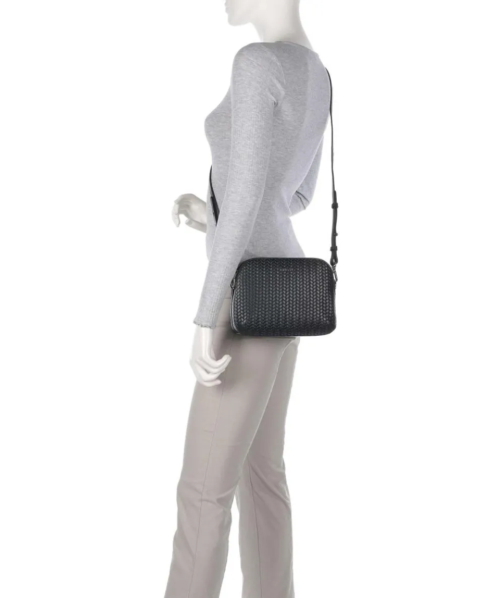 Dukes Place Umhängetasche geprägtes Rindsleder, fein genarbtes Rindsleder schwarz