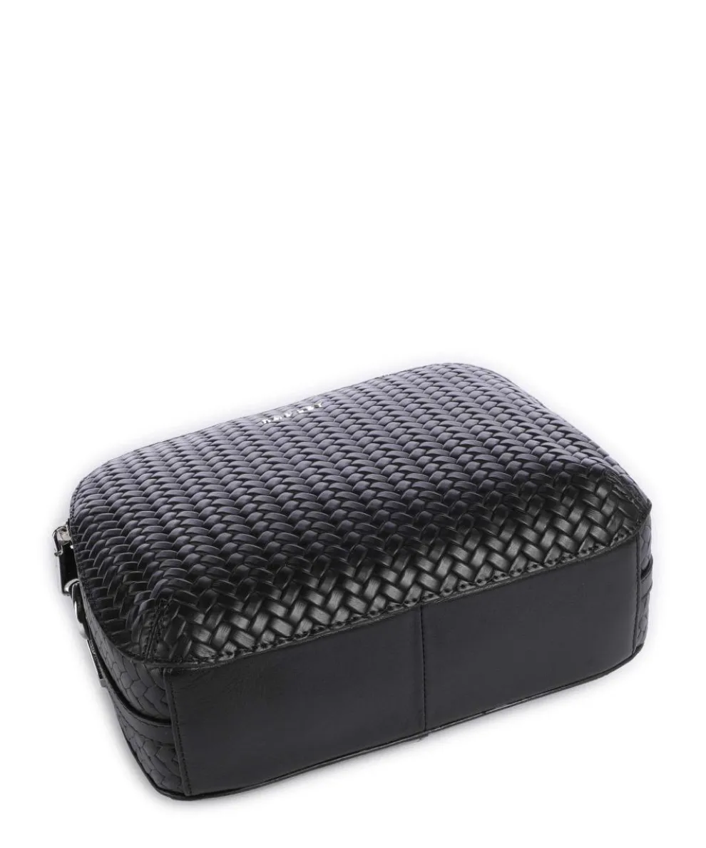 Dukes Place Umhängetasche geprägtes Rindsleder, fein genarbtes Rindsleder schwarz