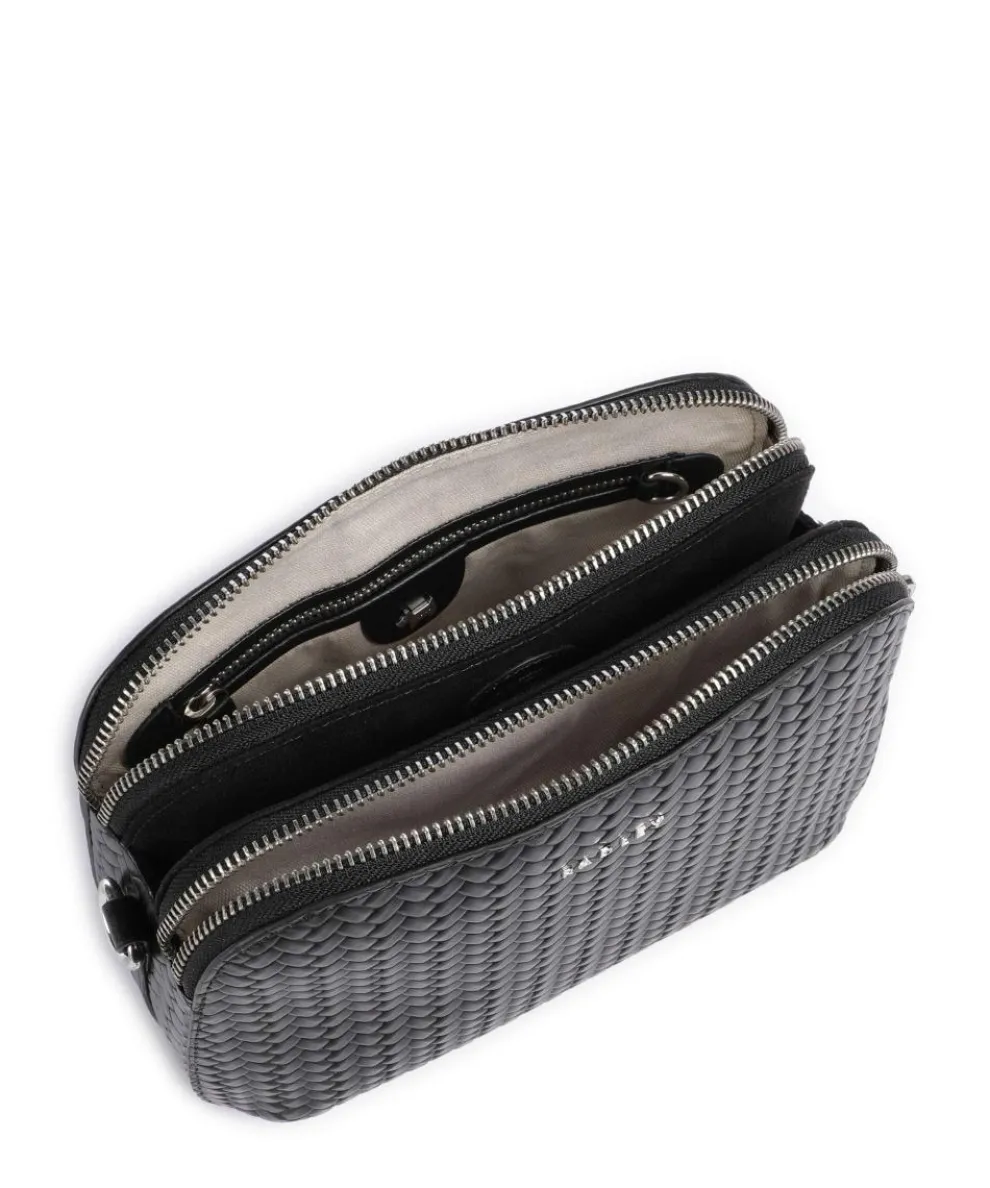 Dukes Place Umhängetasche geprägtes Rindsleder, fein genarbtes Rindsleder schwarz