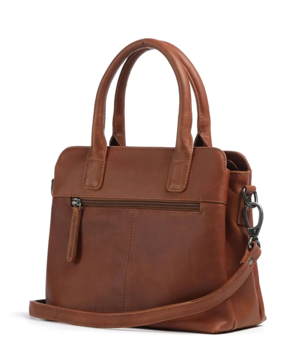 Wax Pull Up Cow Hermosa Handtasche fein genarbtes Rindsleder cognac