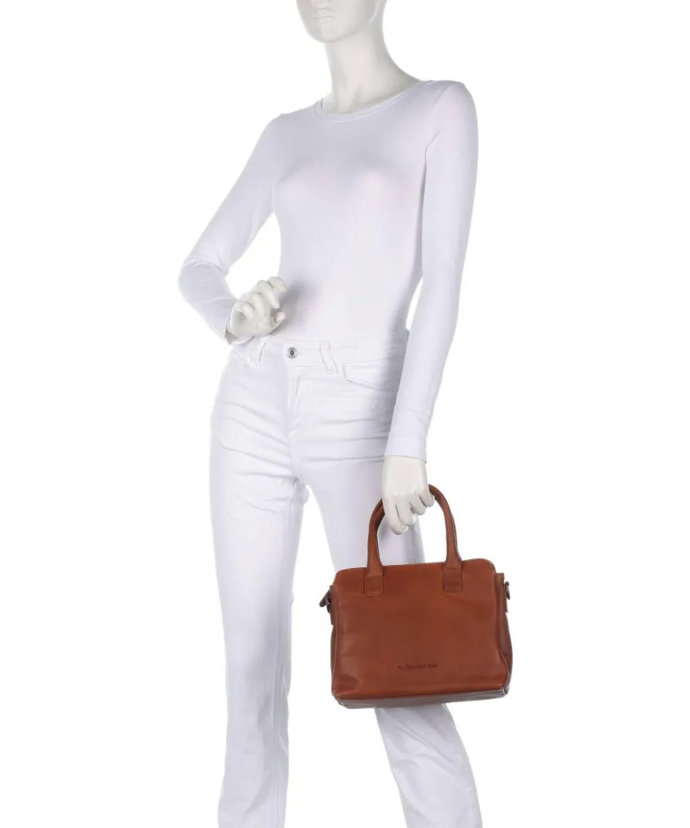 Wax Pull Up Cow Hermosa Handtasche fein genarbtes Rindsleder cognac