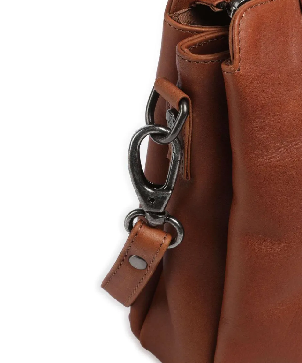 Wax Pull Up Cow Hermosa Handtasche fein genarbtes Rindsleder cognac