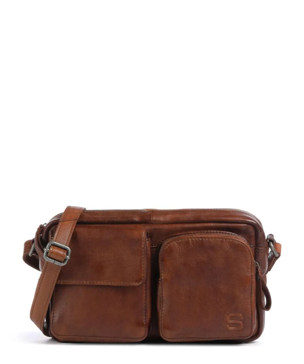 Apache Sara Umhängetasche genarbtes Leder cognac