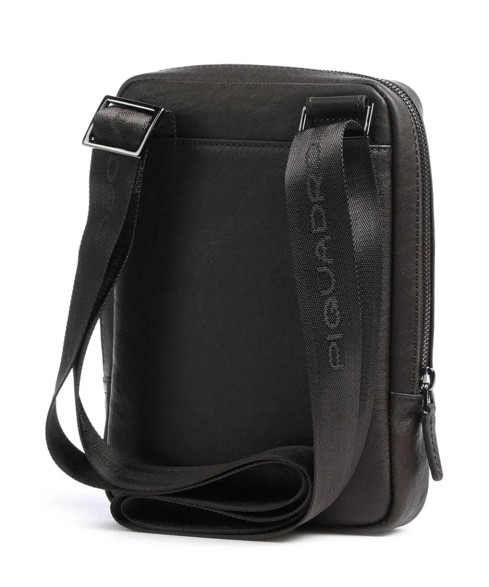 Black Square Umhängetasche genarbtes Rindsleder dunkelbraun