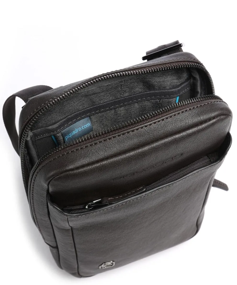 Black Square Umhängetasche genarbtes Rindsleder dunkelbraun