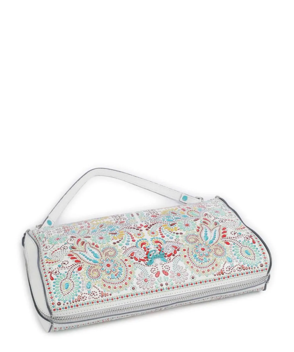 Phoenix Maioliche Pepita Schultertasche genarbtes Kalbsleder weiß