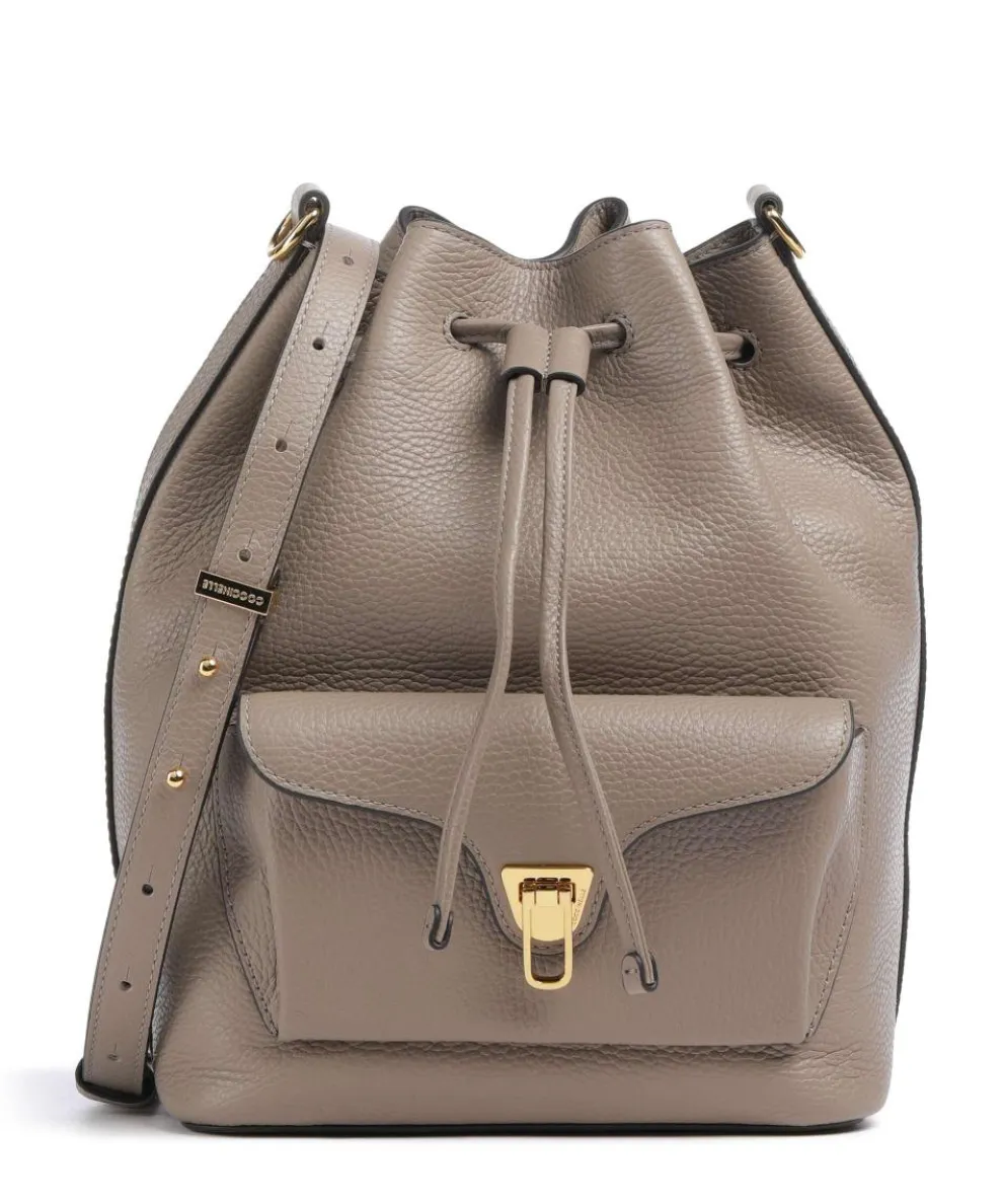Beat Generation Bucket bag genarbtes Rindsleder taupe
