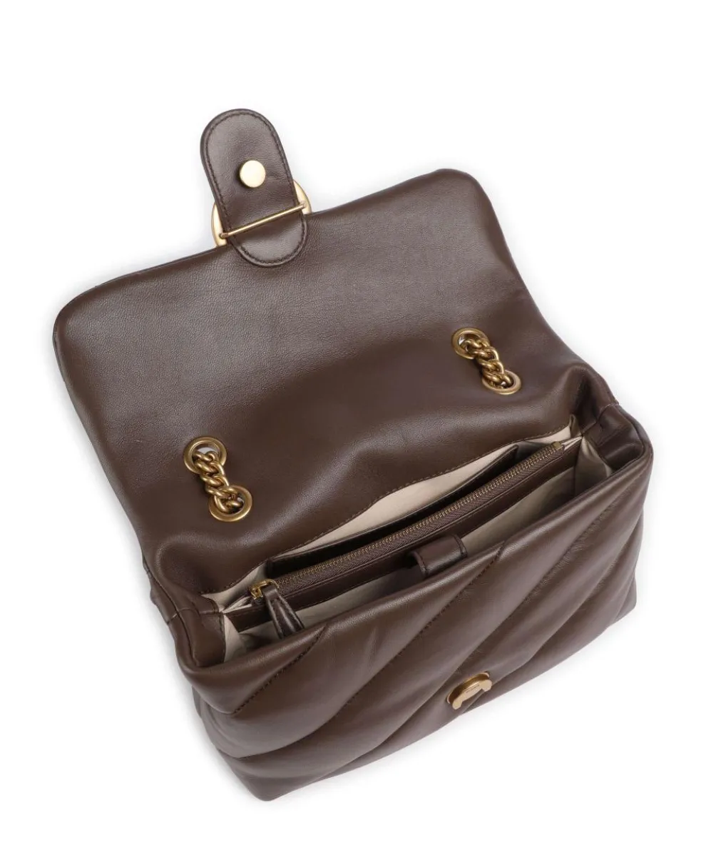 Love Puff Classic Schultertasche Schafsleder dunkelbraun