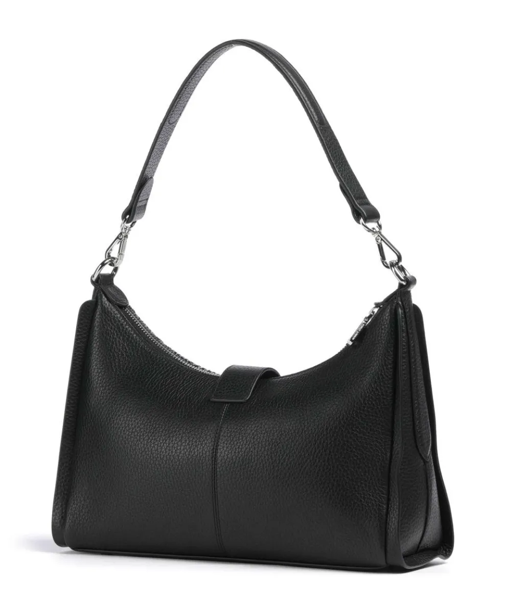 Sloane Street Schultertasche Textil, genarbtes Rindsleder schwarz