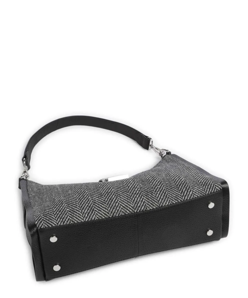 Sloane Street Schultertasche Textil, genarbtes Rindsleder schwarz