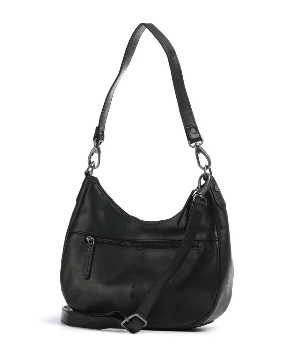 Cow Wax Pull Up Alexandria Schultertasche Pull-Up Rindsleder schwarz