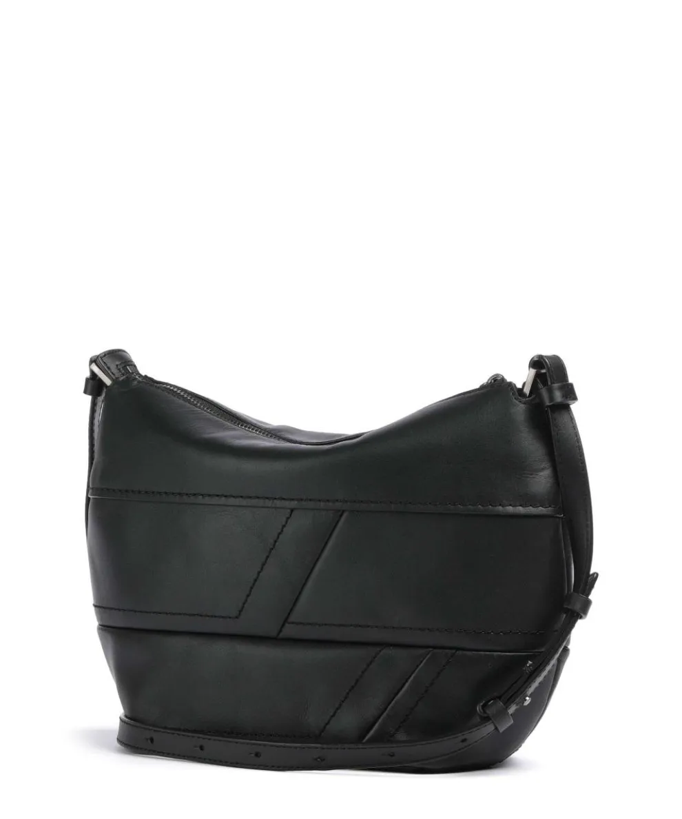 Edda Calf Optic S Umhängetasche fein genarbtes Leder schwarz