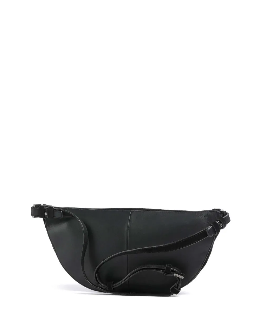 Edda Promo Suede M Gürteltasche genarbtes Leder, aufgerautes Leder schwarz