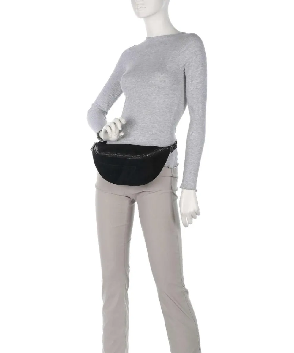 Edda Promo Suede M Gürteltasche genarbtes Leder, aufgerautes Leder schwarz