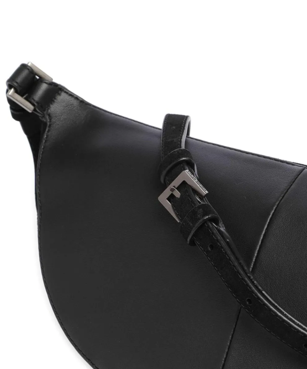 Edda Promo Suede M Gürteltasche genarbtes Leder, aufgerautes Leder schwarz