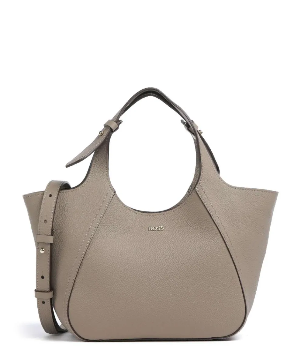 Lenah Small Handtasche genarbtes Rindsleder taupe
