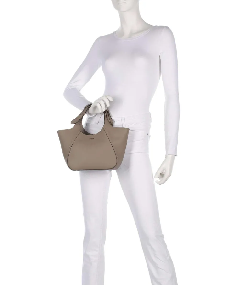 Lenah Small Handtasche genarbtes Rindsleder taupe