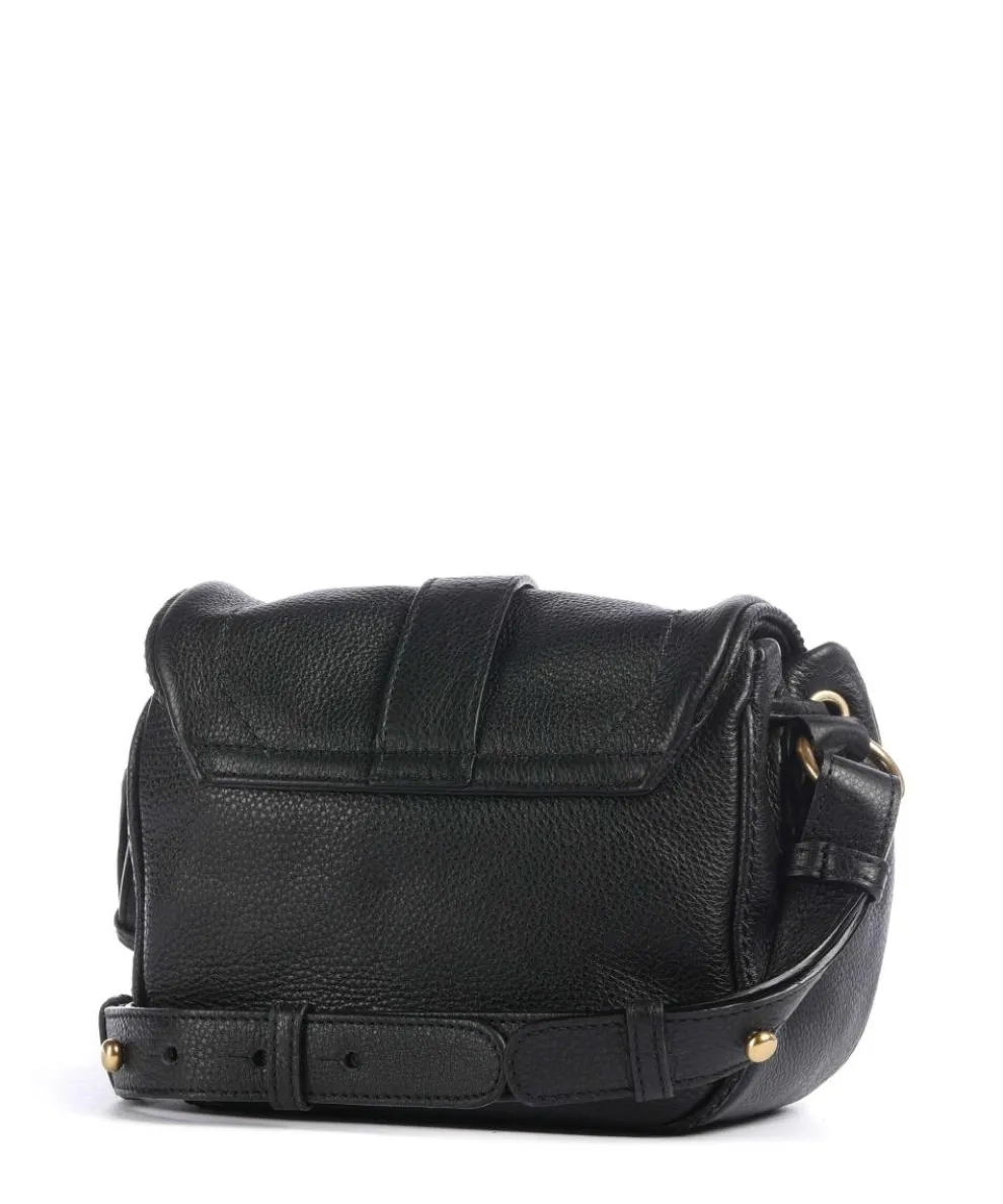 Dalia Star Saddle Umhängetasche genarbtes Leder schwarz