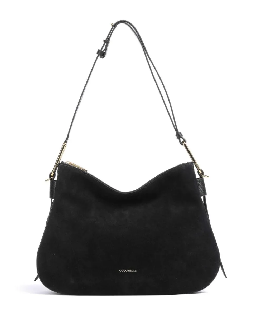 Magie Suede Beuteltasche aufgerautes Leder, genarbtes Leder schwarz